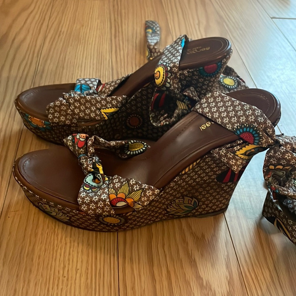 Sergio Rossi satin print sandals